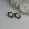 Vintage 925 Sterling Silver Opal Earrings Length 0.56 Inch