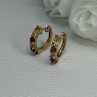925 Sterling Silver Gold Plated Multicolor Stones Earrings Length 0.62 Inch