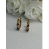 925 Sterling Silver Gold Plated Multicolor Stones Earrings Length 0.62 Inch