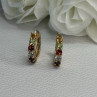 925 Sterling Silver Gold Plated Multicolor Stones Earrings Length 0.62 Inch