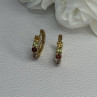925 Sterling Silver Gold Plated Multicolor Stones Earrings Length 0.62 Inch