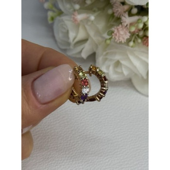 925 Sterling Silver Gold Plated Multicolor Stones Earrings Length 0.62 Inch