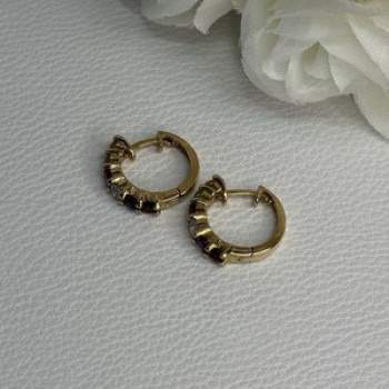 925 Sterling Silver Gold Plated Multicolor Stones Earrings Length 0.62 Inch
