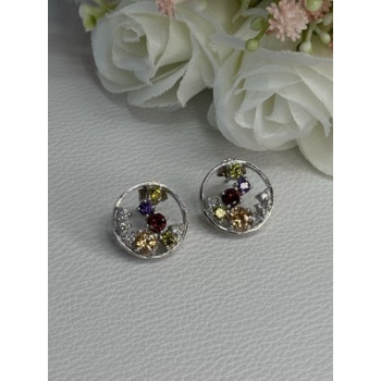 925 Sterling Silver Multicolor Spinel Earrings Length 0.65 Inch