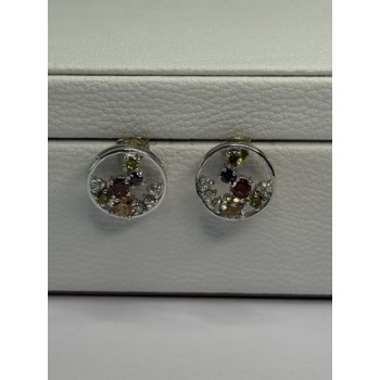 925 Sterling Silver Multicolor Spinel Earrings Length 0.65 Inch