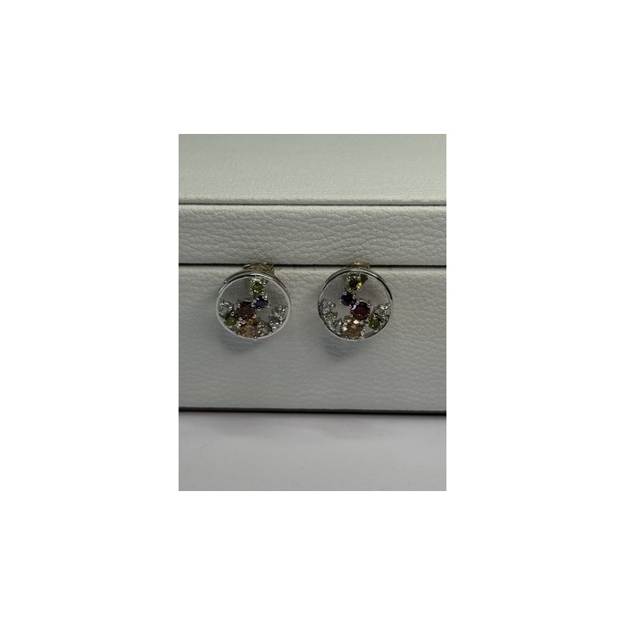 925 Sterling Silver Multicolor Spinel Earrings Length 0.65 Inch