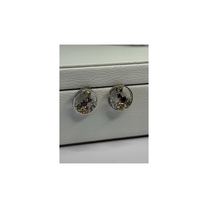 925 Sterling Silver Multicolor Spinel Earrings Length 0.65 Inch