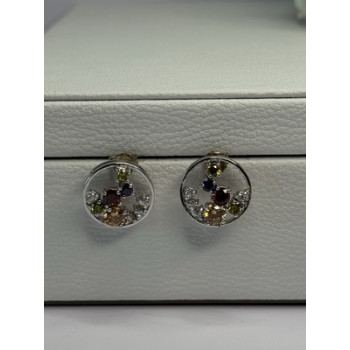 925 Sterling Silver Multicolor Spinel Earrings Length 0.65 Inch