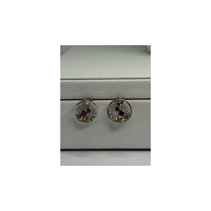 925 Sterling Silver Multicolor Spinel Earrings Length 0.65 Inch