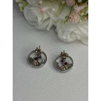 925 Sterling Silver Multicolor Spinel Earrings Length 0.65 Inch