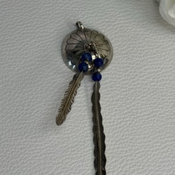 Vintage Native American 925 Sterling Silver Lapis Pendant Length 2.70 Inch