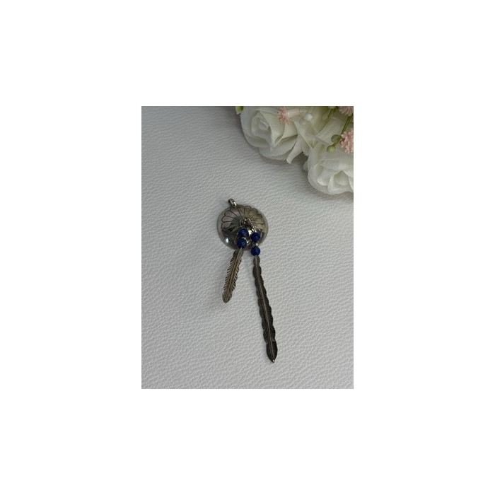 Vintage Native American 925 Sterling Silver Lapis Pendant Length 2.70 Inch