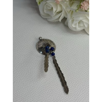Vintage Native American 925 Sterling Silver Lapis Pendant Length 2.70 Inch