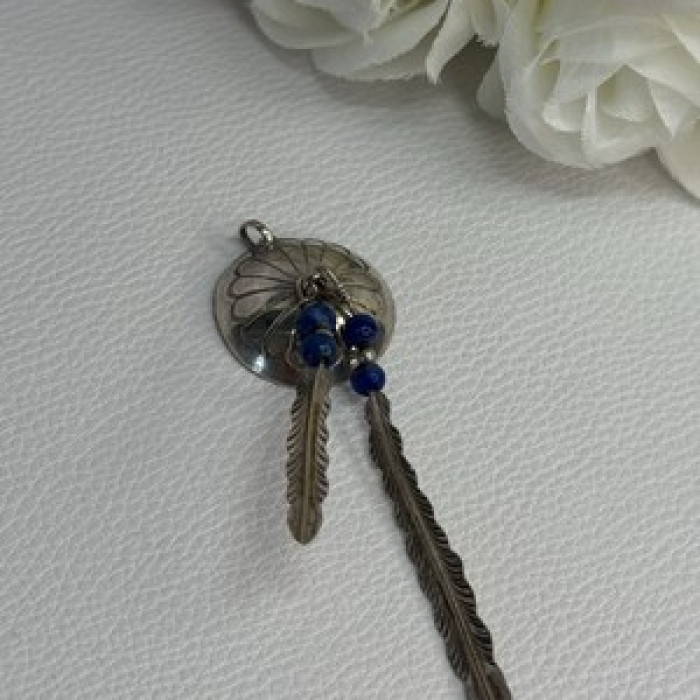 Vintage Native American 925 Sterling Silver Lapis Pendant Length 2.70 Inch