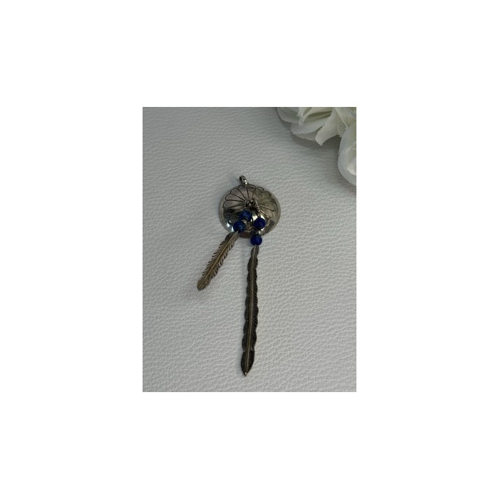 Vintage Native American 925 Sterling Silver Lapis Pendant Length 2.70 Inch
