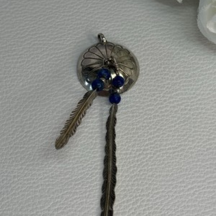 Vintage Native American 925 Sterling Silver Lapis Pendant Length 2.70 Inch