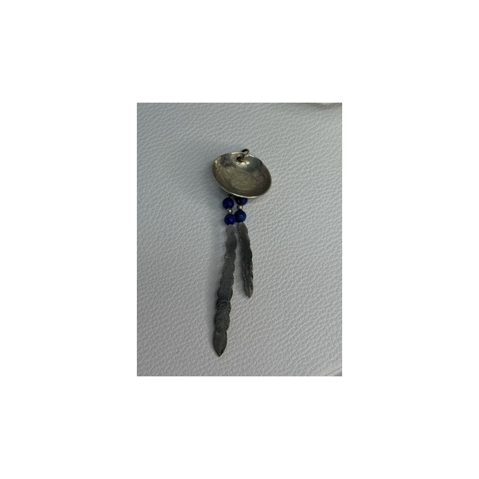 Vintage Native American 925 Sterling Silver Lapis Pendant Length 2.70 Inch