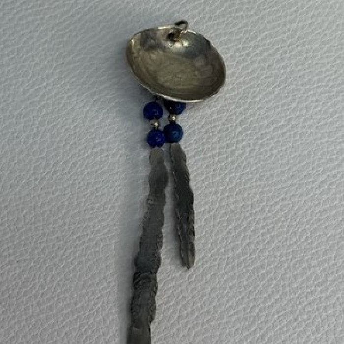 Vintage Native American 925 Sterling Silver Lapis Pendant Length 2.70 Inch