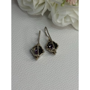 925 Sterling Silver Amethyst Earrings Length 1.10 Inch