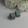 Vintage 925 Sterling Silver Turquoise Earrings Length 0.60 Inch