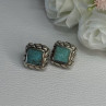 Vintage 925 Sterling Silver Turquoise Earrings Length 0.60 Inch