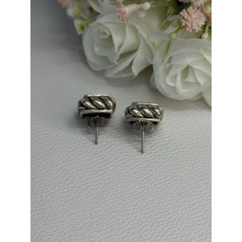 Vintage 925 Sterling Silver Turquoise Earrings Length 0.60 Inch