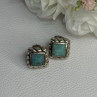 Vintage 925 Sterling Silver Turquoise Earrings Length 0.60 Inch