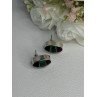 Vintage 925 Sterling Silver Onyx Malachite Agate Earrings Length 0.75 Inch