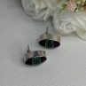 Vintage 925 Sterling Silver Onyx Malachite Agate Earrings Length 0.75 Inch
