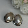 Vintage 925 Sterling Silver Mabe Pearl Earrings Length 1.15 Inch