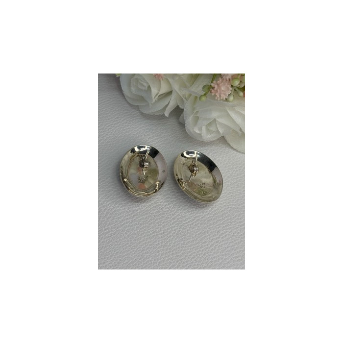 VINTAGE 925 STERLING SILVER MABE PEARL EARRINGS LENGTH 1.15 INCH