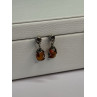 925 Sterling Silver Amber Earrings Length 0.85 Inch