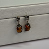 925 Sterling Silver Amber Earrings Length 0.85 Inch