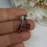 925 Sterling Silver Amber Earrings Length 0.85 Inch
