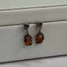 925 Sterling Silver Amber Earrings Length 0.85 Inch