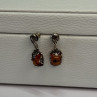 925 Sterling Silver Amber Earrings Length 0.85 Inch