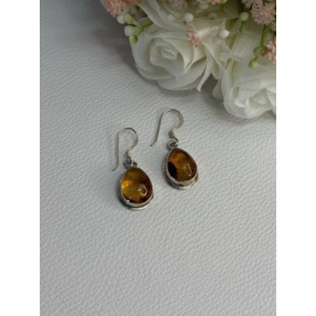 925 Sterling Silver Amber Earrings Length 1.30 Inch