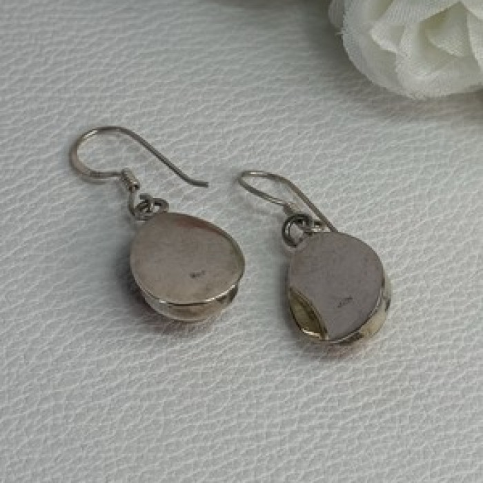 925 Sterling Silver Amber Earrings Length 1.30 Inch