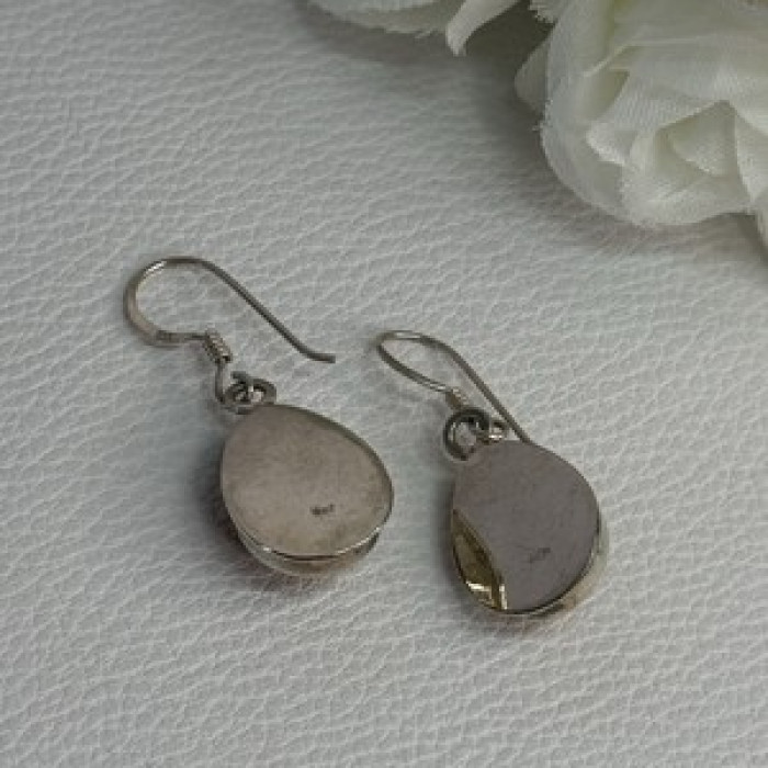 925 Sterling Silver Amber Earrings Length 1.30 Inch