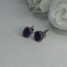 925 Sterling Silver Amethyst Earrings Length 0.27 Inch