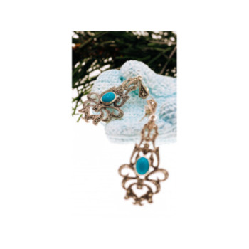 925 Sterling Silver Turquoise & Marcasites Earrings