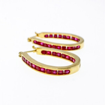 925 Sterling Silver Gold Plated Pink Spinel Earrings