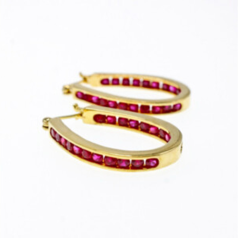 925 Sterling Silver Gold Plated Pink Spinel Earrings