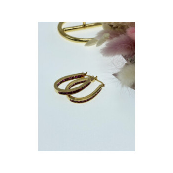 925 STERLING SILVER GOLD PLATED PINK SPINEL EARRINGS