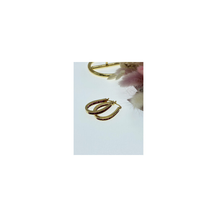 925 STERLING SILVER GOLD PLATED PINK SPINEL EARRINGS