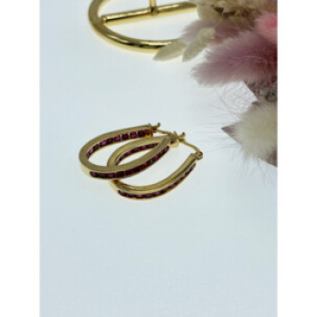 925 Sterling Silver Gold Plated Pink Spinel Earrings
