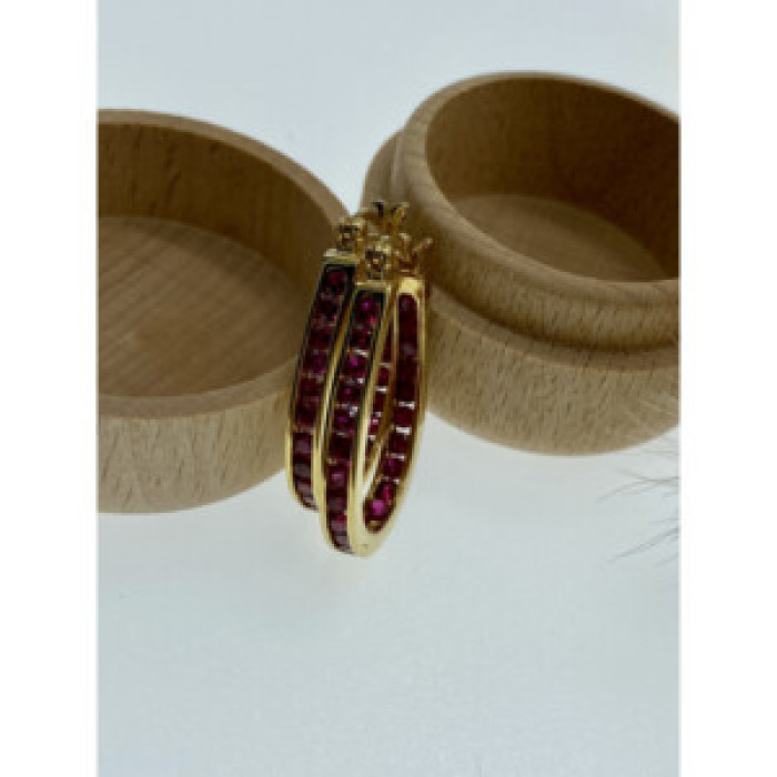 925 Sterling Silver Gold Plated Pink Spinel Earrings