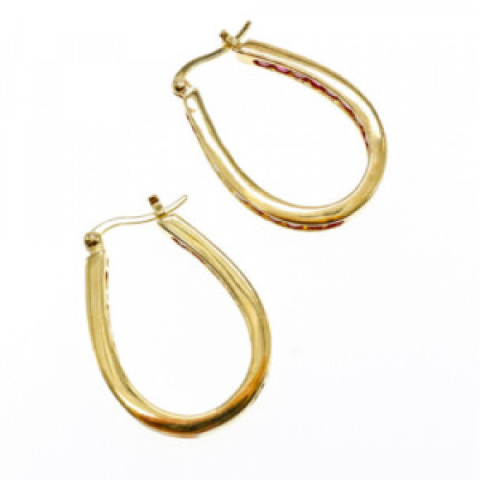 925 Sterling Silver Gold Plated Pink Spinel Earrings