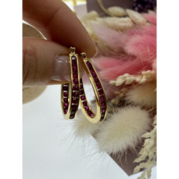 925 Sterling Silver Gold Plated Pink Spinel Earrings