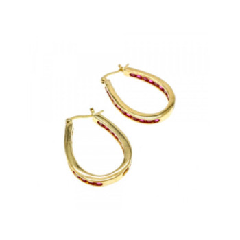 925 STERLING SILVER GOLD PLATED PINK SPINEL EARRINGS
